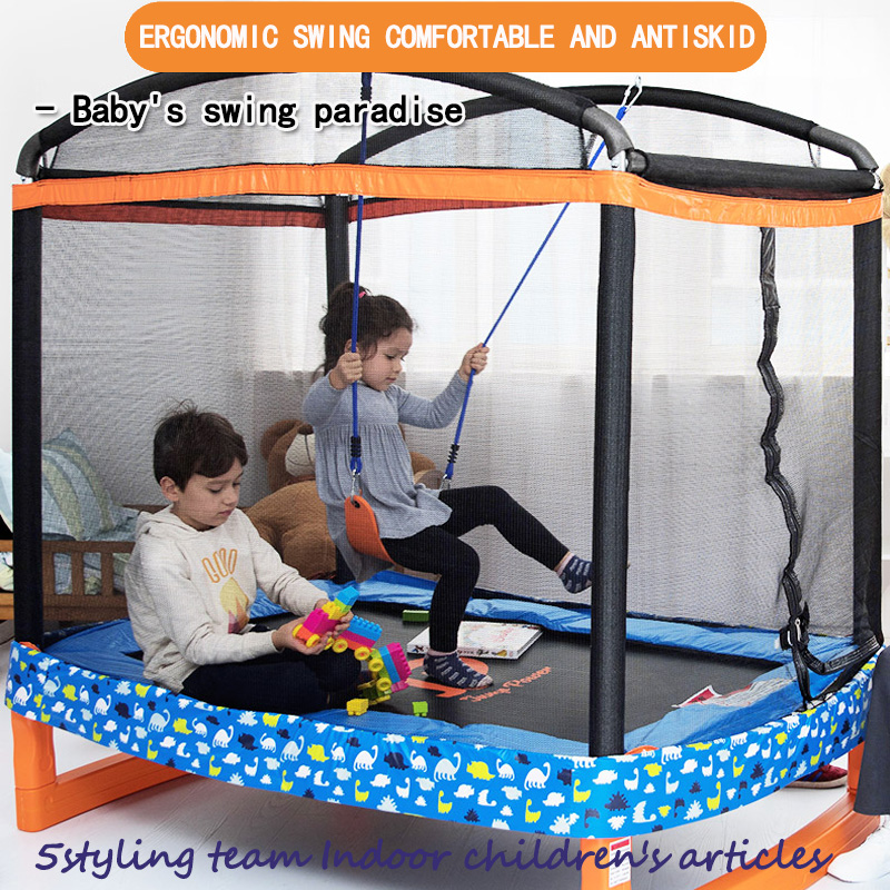 Amerikansk swing-trampolin børnehjem børns indendørs trampolin med beskyttelsesnet